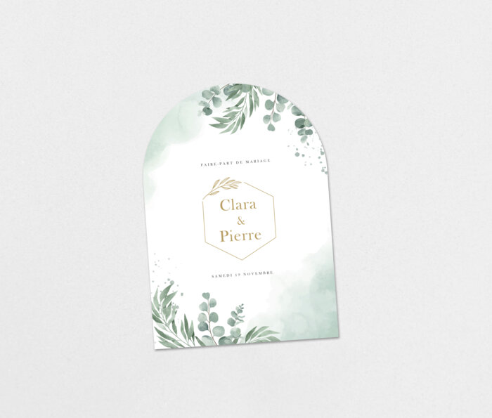 Invitation avec découpe arc de cercle