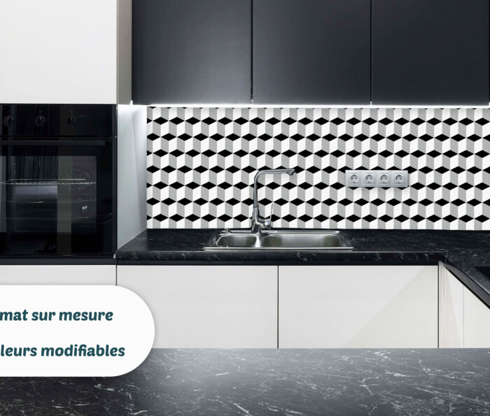 Crédence effet cubes 3D