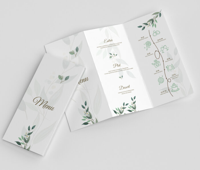 Menu mariage 3 volets - DL fermé plis accordéons