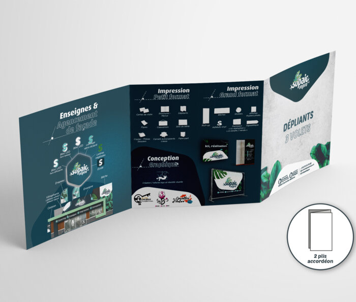 Dépliant carré 3 volets avec pli accordéon
