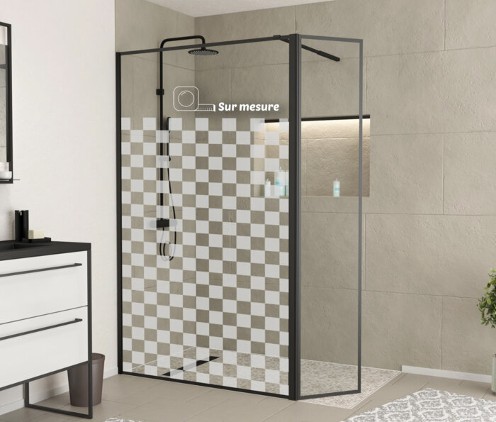 Film dépoli - Damier - douche