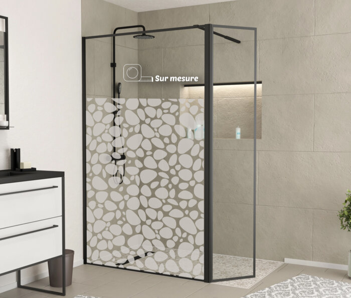 Film dépoli - motif galets douche