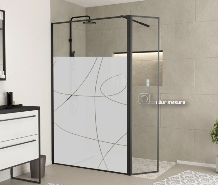 Film dépoli - motif lignes abstraites douche