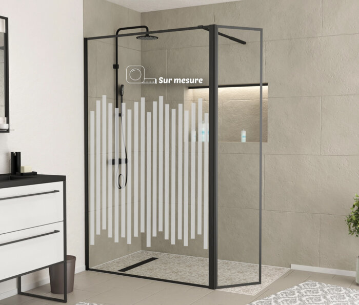 Film dépoli - lignes verticales douche