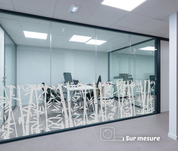 Film dépoli - motif bambou bureau