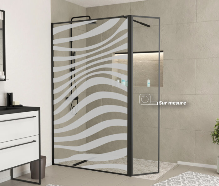Film dépoli - motif vagues douche