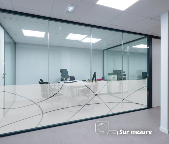 Film dépoli - motif lignes abstraites bureau