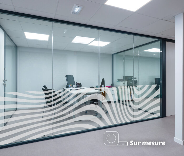 Film dépoli - motif vagues bureau
