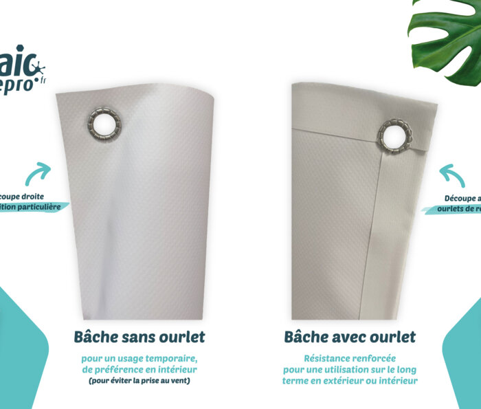 Différence bâche avec ou sans ourlets