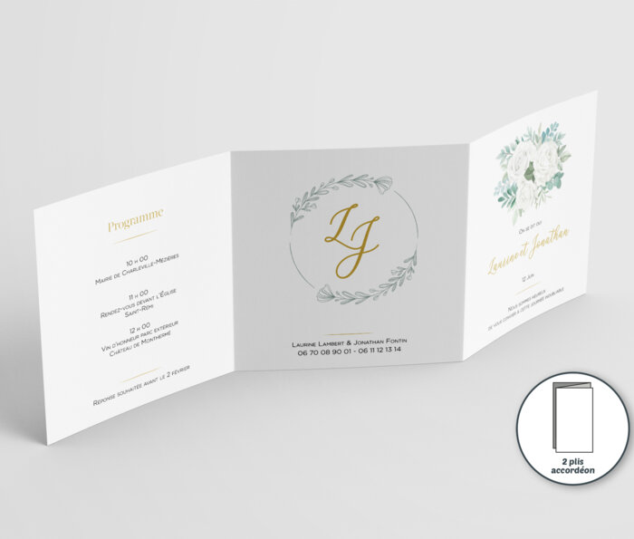 Faire part carre plis accordeons