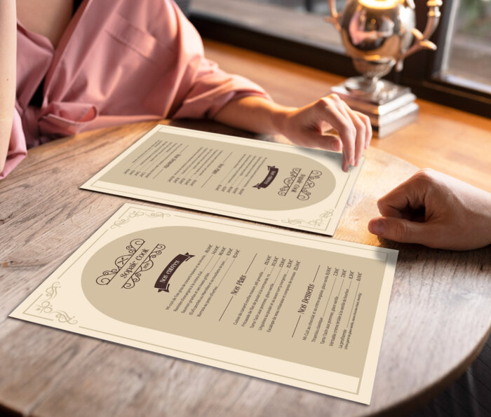 Menu simple format A4