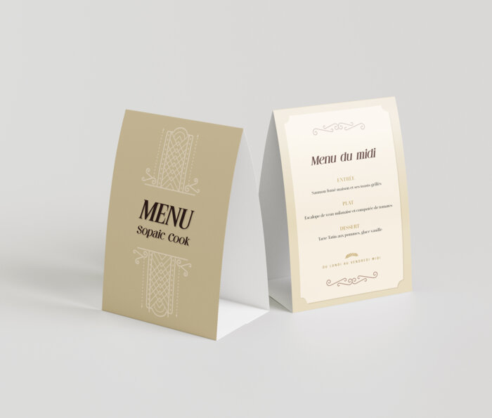 Menu restaurant - chevalet de table