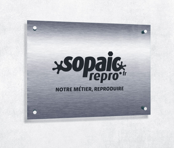 plaque aluminium brossé argent