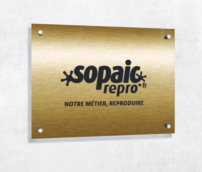 plaque aluminium brossé doré
