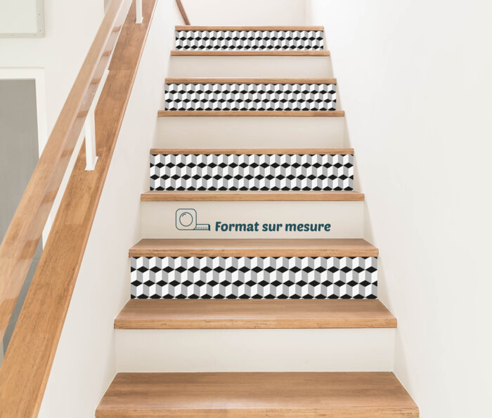 sticker contremarches effet cubes 3D