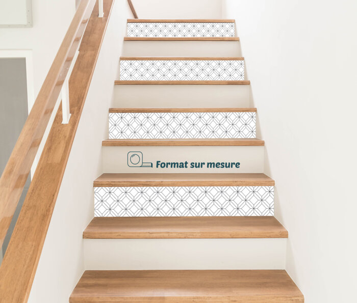 sticker contremarches motif hexagone moderne