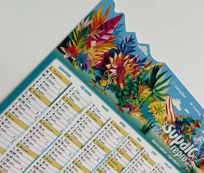 Calendrier avec découpe personnalisée