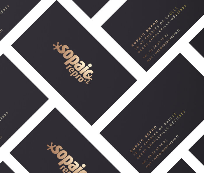 Carte de visite avec dorure a chaud 3D doree