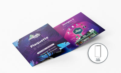 Plaquette 3 volets carré - plis roulés