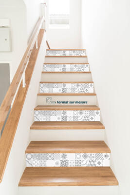 sticker contremarches carreaux ciment gris