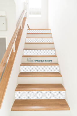 sticker contremarches motif hexagone moderne