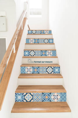 Stickers contremarches mosaïque bleue