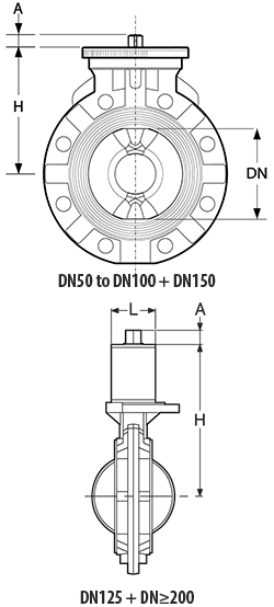 For butterfly valve series 3600/3602, 3610, 3700/3702, 3800/3802
