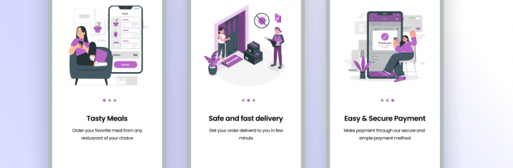 شاشات الدخول لتطبيق طعام ( Food App )