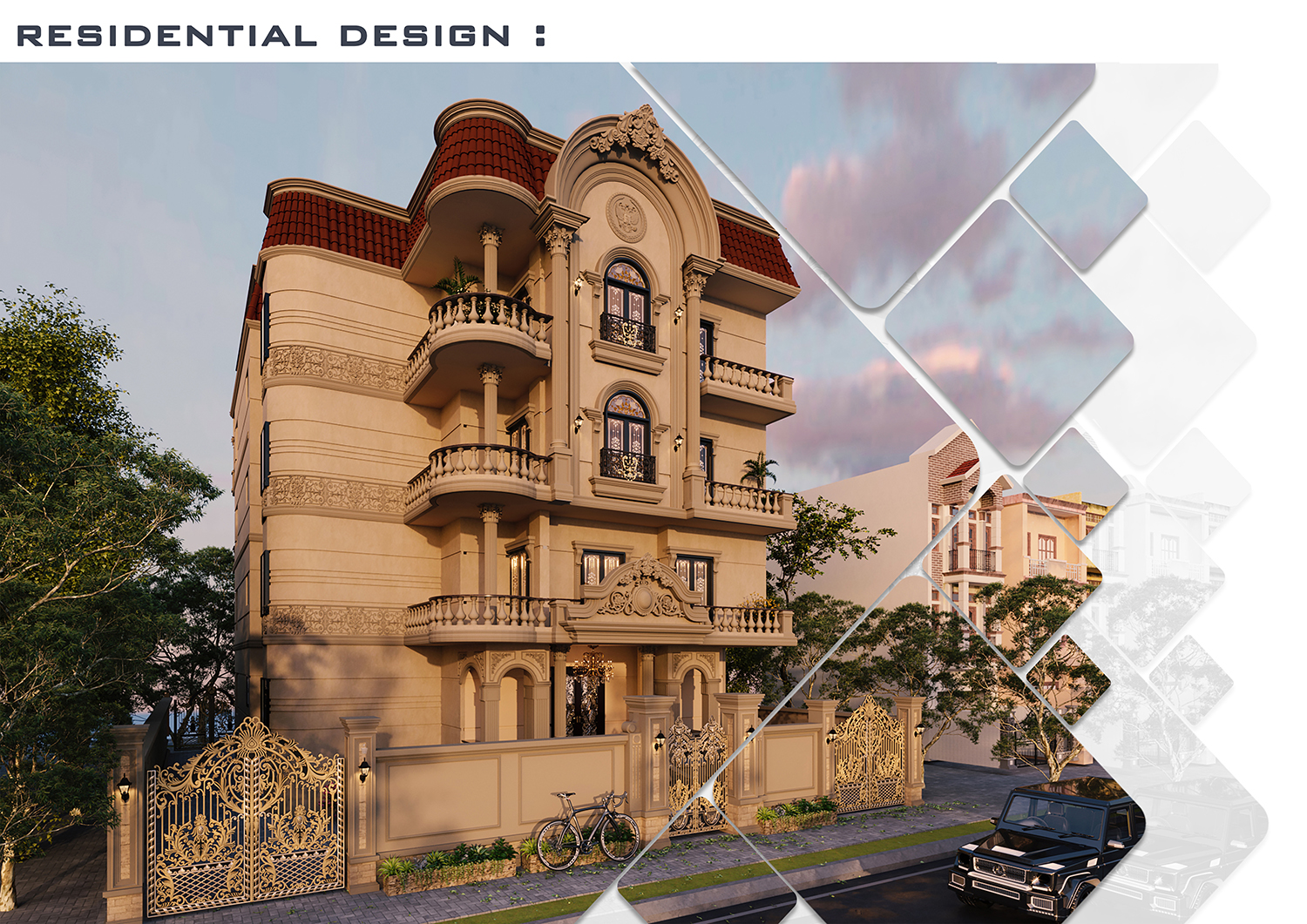 تصميم واجهات معمارية مع عمل لوح تنفيذية