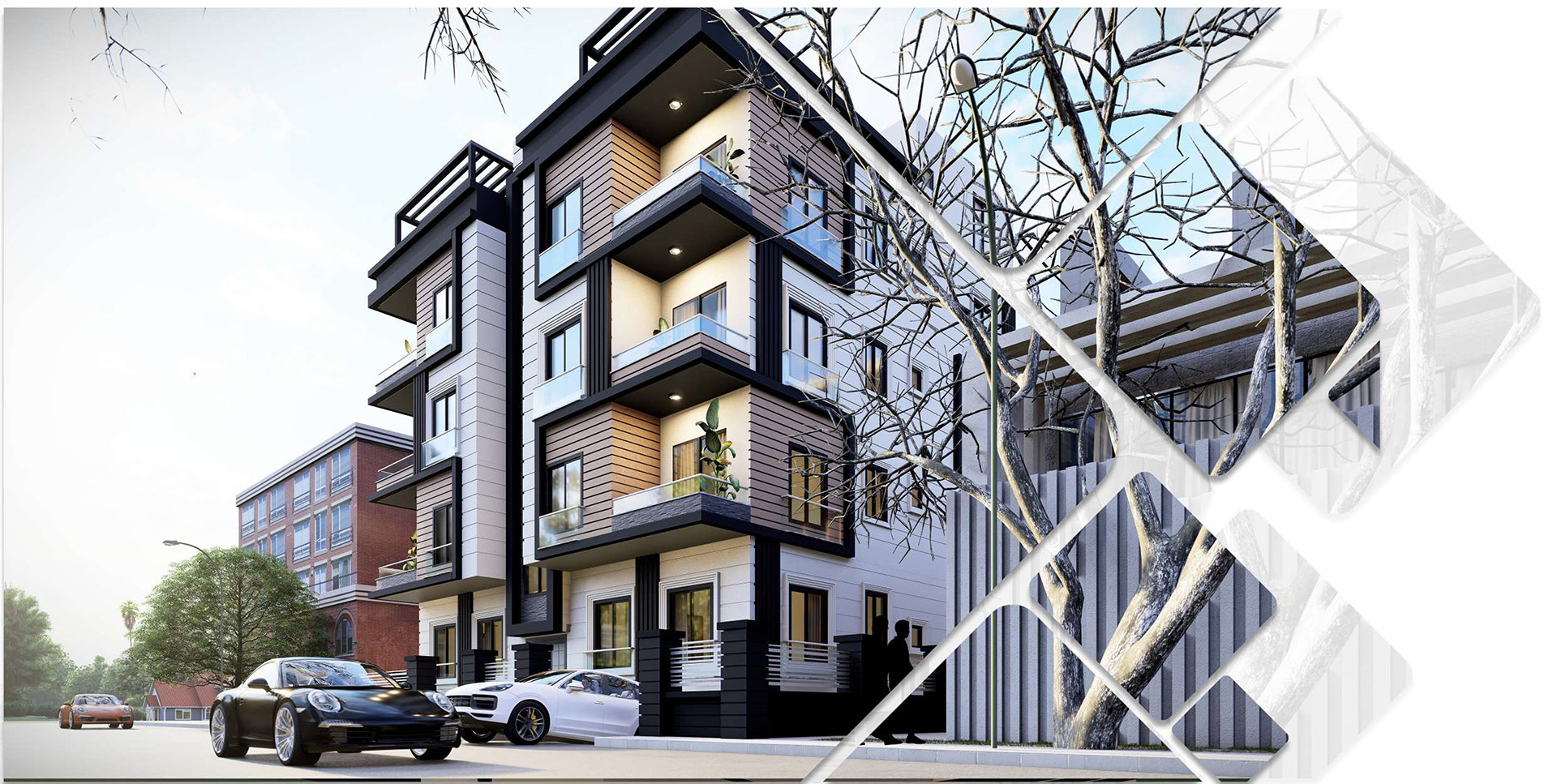 تصميم واجهات معمارية مع عمل لوح تنفيذية