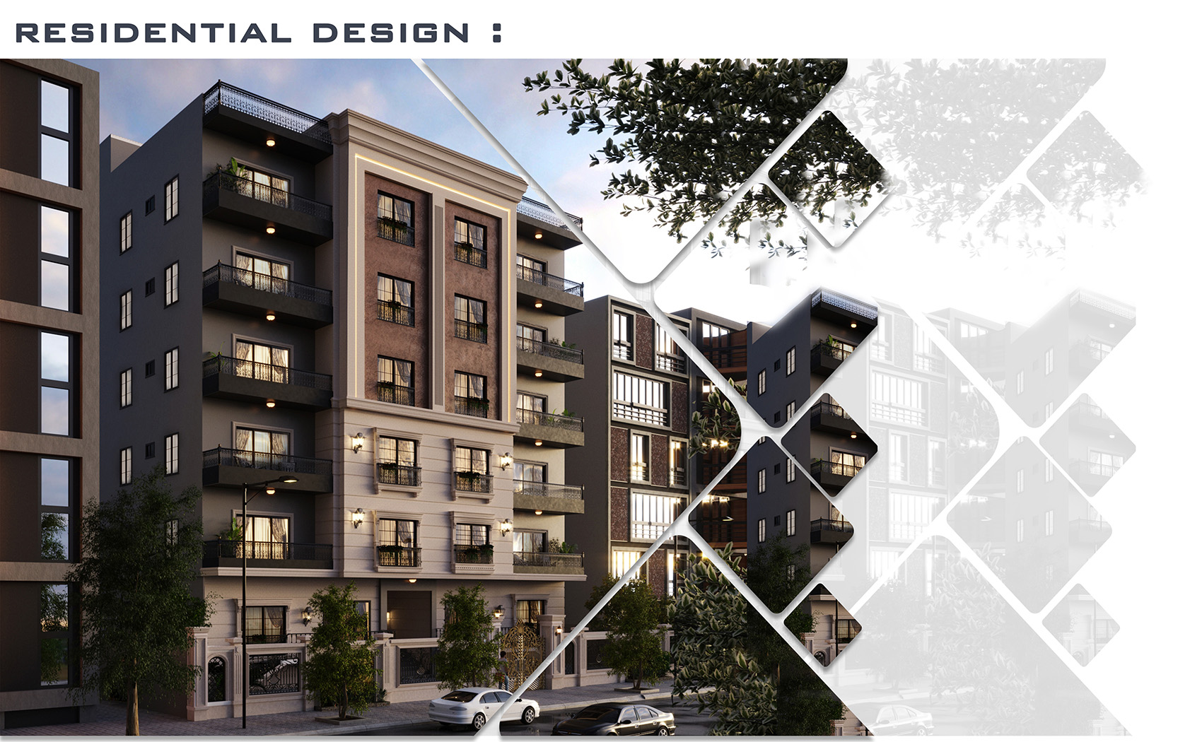 تصميم واجهات معمارية مع عمل لوح تنفيذية