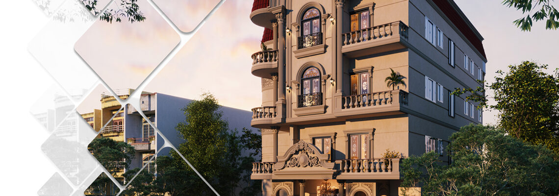 تصميم واجهات معمارية مع عمل لوح تنفيذية