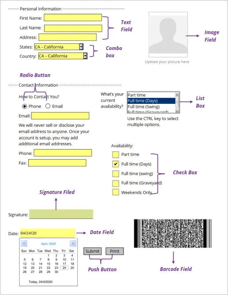 نموذج PDF قابل للتعبئة والملء وتفاعلي