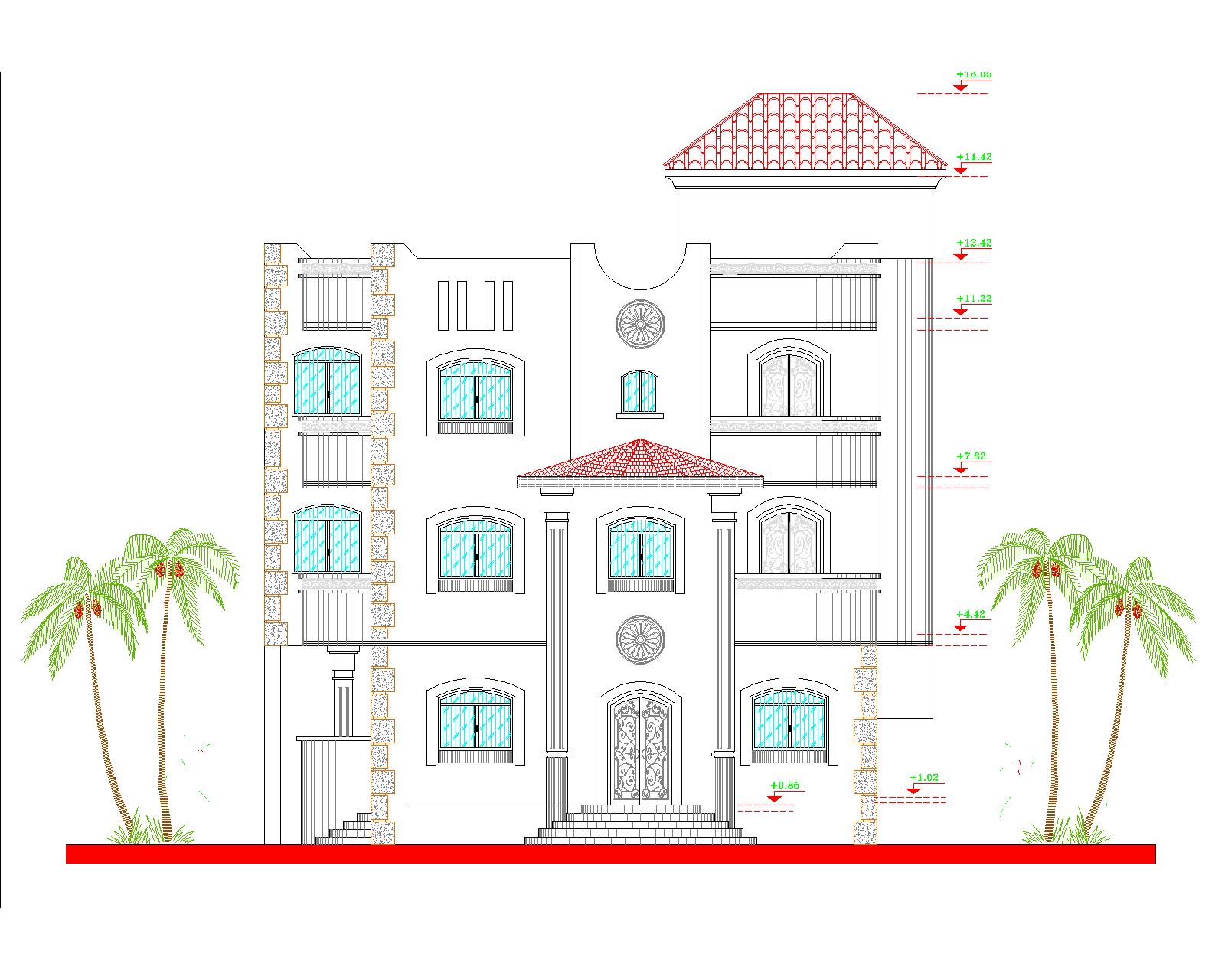 تصميم واجهة فيلا سكنية مقابل 30 دولار