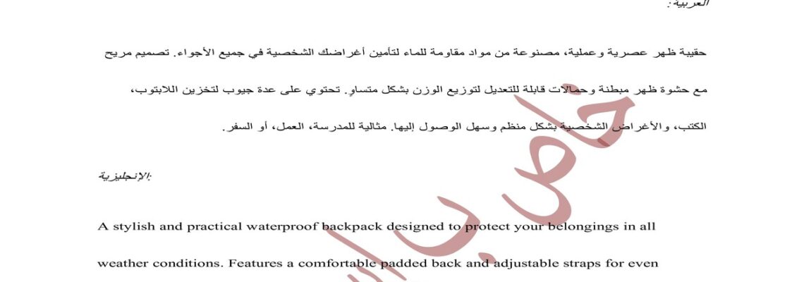 كتابة وصف إبداعي ومتوافق مع SEO للمنتجات باللغتين العربية والإنجليزية