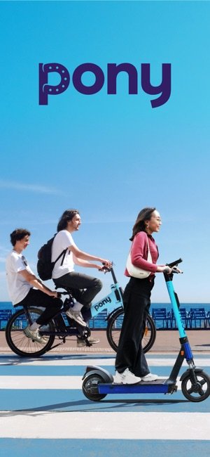 Parking location trotinette et vélos Pony Bikes