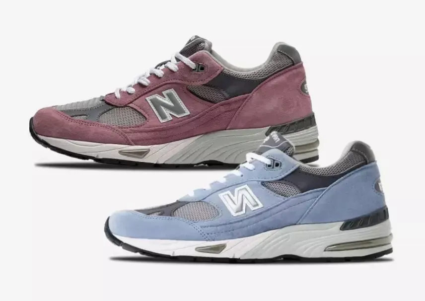 large visual new balance 991 made in uk pink suede slate blue