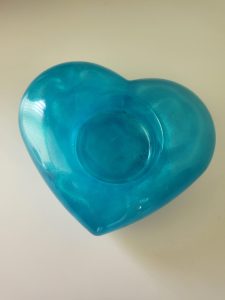 Waxinelichthouder hart blauw