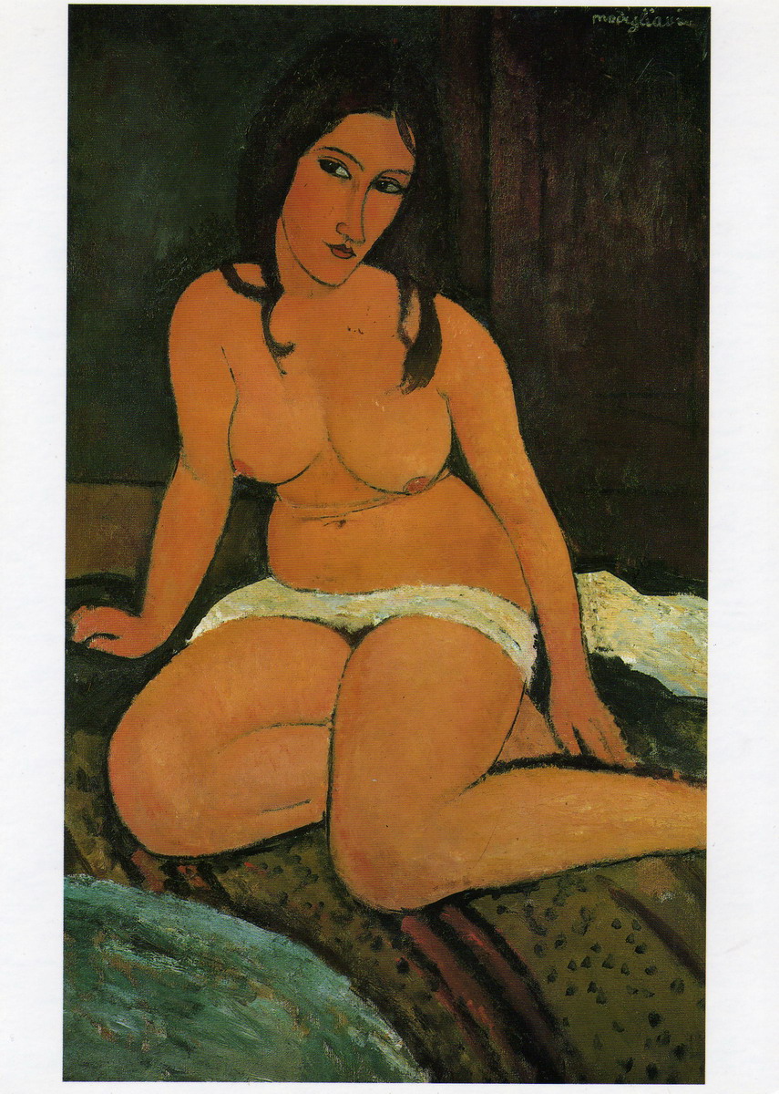 088 Modigliani 1917 Nu assis a la chemise 92x67.5 Musee d art moderne Villeneuve-d Ascq_縮小大小