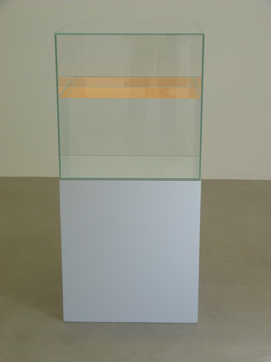 012 Ann Veronica Janssens ne1956 Clémentine Glass, serigraph, paraffin oil, wooden base Glass cube 50 x 50 x 50 cm Base 50 x 50 x 55 cm 2013