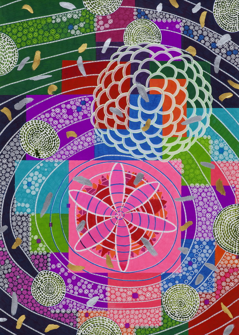 014 綻放 32 107x75cm  2014 原子筆 紙