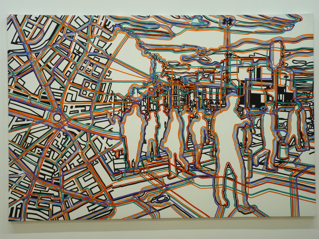 012 Gerad Fromanger Bastille-reseaux serie- bastille-derives 2007 huile et acrylique sur toile