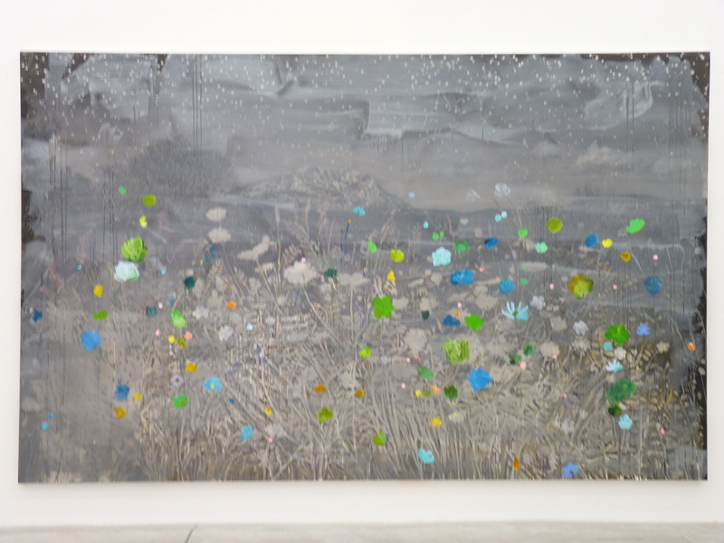 P1540377  045 Ida Tursic & Wilfried Mille  landscape and sainte-victoire by night and cold flowers  250x400cm 2016 oil on canvas