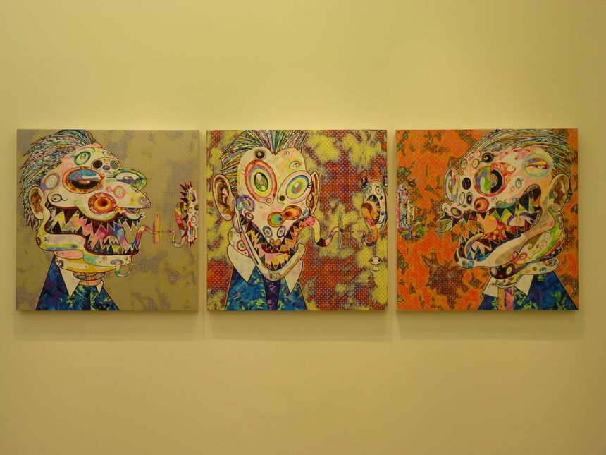 p1560298-takashi-murakemi-b1962-homage-to-francis-bacon-three-studies-for-portait-of-g-dyeron-lighe-ground-3-panneaux-100x100cm