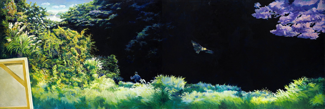 004 寂靜 130x386cm (Diptych) 2015-16 油彩 畫布