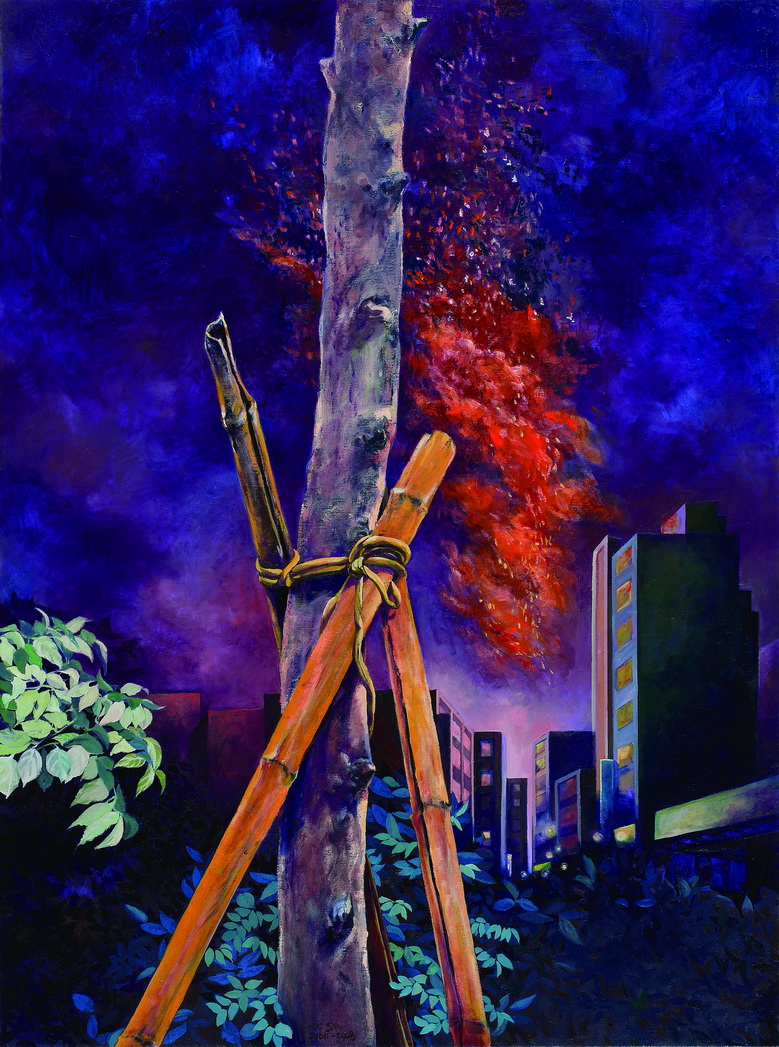 009 午夜磔刑(台北之二) 130x97 cm 2000-2008 油彩 畫布